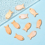 10Pcs Dyed Natural Shell Fish Pendants, Light Salmon, 9~10x19~24x2mm, Hole: 1mm(SHEL-YW0001-13B)
