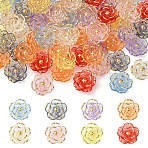 80Pcs 9 Colors Camellia Transparency Acrylic Beads, Golden Metal Enlaced, Mixed Color, 17.5x8.5mm, Hole: 2mm, 10pcs/color(RESI-YW0004-81)