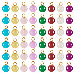 Glass Round Pendants, with Iron Findings, Golden, Mixed Color, 12mm, Hole: 2.5mm, about 80pcs/set(PALLOY-TADJ00001-03)