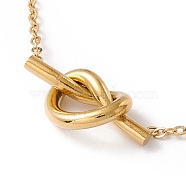 Ion Plating(IP) 304 Stainless Steel Knot Pendant Necklace for Women, Golden, 17.91 inch(45.5cm)(NJEW-P262-33G)