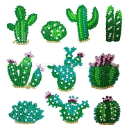 DIY Diamond Painting Kit, Including Resin Rhinestones Bag, Diamond Sticky Pen, Tray Plate and Glue Clay, Cactus, Packaging Paper: 180x150mm, 10pcs/set(PW-WG41587-04)
