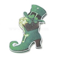 Saint Patrick's Day Opaque Printed Acrylic Pendants, Shoes, 37x36.5x2mm, Hole: 1.4mm(MACR-M038-01C)