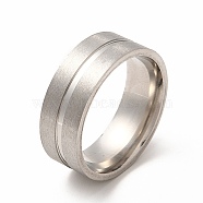 201 Stainless Steel Grooved Finger Ring Settings, Ring Core Blank, for Inlay Ring Jewelry Making, Stainless Steel Color, Inner Diameter: 19mm, Groove: 2mm(STAS-P323-08P)