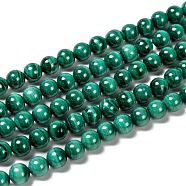 Natural Malachite Beads Strands, Round, 6mm, Hole: 1mm, about 63pcs/strand, 15.7 inch(40cm)(G-O166-07A-6mm)