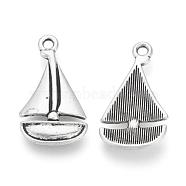 Tibetan Style Alloy Pendants, Sailing Boat, Cadmium Free & Lead Free, Antique Silver, 23x13x2mm, Hole: 1.5mm, about 870pcs/1000g(TIBEP-Q076-042AS-RS)