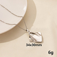 Vintage Stainless Steel Geometric Rhombus Pendant Necklace for Women(AO1780-9)