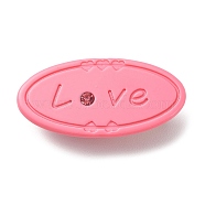 Oval with Word Love Resin Alligator Hair Clips, with Iron Findings, Hair Accessories for Girls, Pink, 23x46x11mm(PHAR-D015-01C)