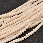 Faceted Rondelle Glass Beads Strands, Blanched Almond, 3.5x2.5~3mm, Hole: 0.8mm, about 125~128pcs/strand, 13.7~14.1 inch(35~36cm)(X-GLAA-I033-3mm-04)