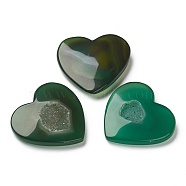 Dyed & Heated Natural Agate Display Decorations, Heart, Sea Green, 46~47x47~49x9~11.5mm(DJEW-H002-01B)