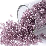 TOHO Round Seed Beads, Japanese Seed Beads, (110) Transparent Luster Light Amethyst, 11/0, 2.2mm, Hole: 0.8mm, about 1110pcs/bottle, 10g/bottle(SEED-JPTR11-0110)