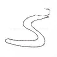 304 Stainless Steel Curb Chain Necklace for Men Women, Stainless Steel Color, 15.87 inch(40.3cm)(NJEW-K245-015A)