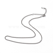 Non-Tarnish 304 Stainless Steel Curb Chain Necklace for Men Women, Stainless Steel Color, 15.87 inch(40.3cm)(NJEW-K245-015A)