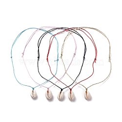 Adjustable Pendant Necklaces, with Waxed Cotton Cord and Cowrie Shell Beads, Mixed Color, 13.94 inch~28.74 inch(35.4~36.5cm)(NJEW-JN02684)