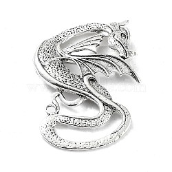 Dragon Brooch, Alloy Badge for Unisex, Antique Silver, 70x50x9mm(JEWB-K018-19AS)