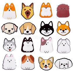 16 Pieces Acrylic Dog Brooch Pins Set, Cute Cartoon Puppy Badges Label Pins Cute Cartoon Animal Badges Pins Creative Backpack Pins Jewelry for Jackets Clothes Hats Decorations, Mixed Color, 36~41.5x25.5~33.5mm, 1Pc/style(JBR112A)