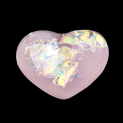 Resin Cabochons, with Shell Chip, Heart, Pink, 13x16x5mm(CRES-N016-43H)