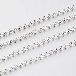 Soldered Brass Faceted Ball Chains, Platinum, 1.2mm(KK-L127-04P)