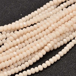 Faceted Rondelle Glass Beads Strands, Blanched Almond, 3.5x2.5~3mm, Hole: 0.8mm, about 105~110pcs/strand, 29~31cm(X-GLAA-I033-3mm-04)