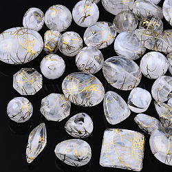 Drawbench Acrylic Beads, Mixed Shapes, Clear, 15~36x9~31x4~18mm, Hole: 1.4~2mm(X-DACR-S012-001)