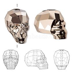Austrian Crystal Rhinestone Beads, 5750, Crystal Passions, Faceted, Skull, 001 ROGL2_Crystal Rose Gold 2x, 19x13x10mm, Hole: 1mm(5750-19mm-001ROGL2(U))