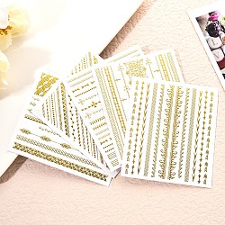 3D Nail Art Stickers Decals, Gold Stamping, Self-adhesive, for Nail Tips Decorations, Mixed Patterns, 90x77mm, Package Size: 95x138mm(MRMJ-T105-01-M)