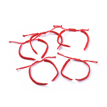 Braided Nylon Cord for DIY Bracelet Making, Red, 5-3/4 inch~6-1/8 inch(145~155mm), 5x2mm