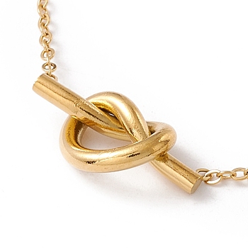 Ion Plating(IP) 304 Stainless Steel Knot Pendant Necklace for Women, Golden, 17.91 inch(45.5cm)