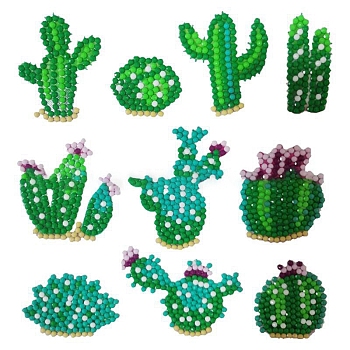 DIY Diamond Painting Kit, Including Resin Rhinestones Bag, Diamond Sticky Pen, Tray Plate and Glue Clay, Cactus, Packaging Paper: 180x150mm, 10pcs/set