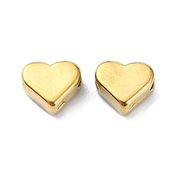Ion Plating(IP) 304 Stainless Steel Beads, Heart, Real 18K Gold Plated, 5x6x3mm, Hole: 1.2mm