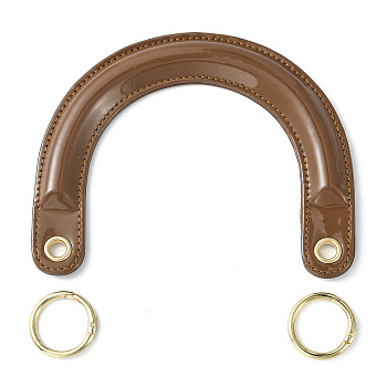 PU Leather Bag Handles, with Alloy Spring Gate Rings, for Bag Replacement Accessories, Arch, Saddle Brown, 12.5x15.7x1.1cm, Hole: 8mm