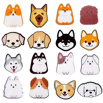 16 Pieces Acrylic Dog Brooch Pins Set, Cute Cartoon Puppy Badges Label Pins Cute Cartoon Animal Badges Pins Creative Backpack Pins Jewelry for Jackets Clothes Hats Decorations, Mixed Color, 36~41.5x25.5~33.5mm, 1Pc/style