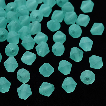 Frosted Acrylic Beads, Faceted, Cone, Turquoise, 6x5.5mm, Hole: 1.5mm, about 6770pcs/500g