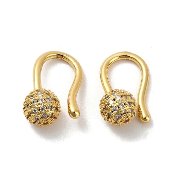 Rack Plating Brass Micro Pave Cubic Zirconia Dangle Earring, Cadmium Free & Lead Free, Long-Lasting Plated, Real 18K Gold Plated, 17.5x7.5mm