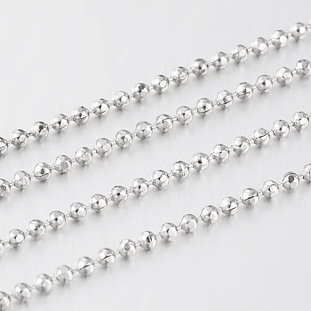 Soldered Brass Faceted Ball Chains, Platinum, 1.2mm