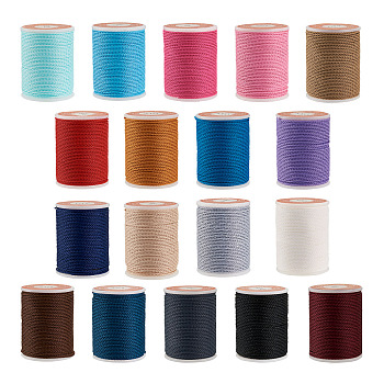 18 Rolls 18 Colors Waxed Polyester Cord, Twisted Cord, Mixed Color, 1mm, about 12.02 yards(11m)/roll, 1roll/color