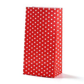 Rectangle Kraft Paper Bags, None Handles, Gift Bags, Polka Dot Pattern, Orange Red, 9.1x5.8x17.9cm