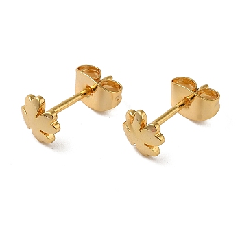 Brass Earrings, Real 18K Gold Plated, Flower, 6x6mm