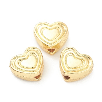 Alloy Beads, Cadmium Free & Lead Free, Heart, Real 18K Gold Plated, 7x8x4mm, Hole: 1.6mm