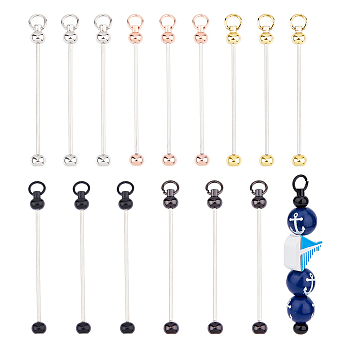 15Pcs 5 Colors Iron Bar Beadable Keychain for Jewelry Making DIY Crafts, Mixed Color, 7.7cm, 3pcs/color