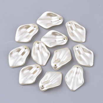 ABS Plastic Imitation Pearl Pendants, Petal/Leaf, Beige, 24x16.5x4.5mm, Hole: 1.5mm, about 1045pcs/500g