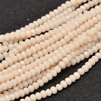 Faceted Rondelle Glass Beads Strands, Blanched Almond, 3.5x2.5~3mm, Hole: 0.8mm, about 125~128pcs/strand, 13.7~14.1 inch(35~36cm)
