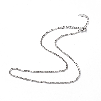 304 Stainless Steel Curb Chain Necklace for Men Women, Stainless Steel Color, 15.87 inch(40.3cm)