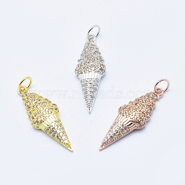 Mixed Color Clear Food Brass+Cubic Zirconia Pendants