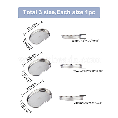BENECREAT 3Pcs 3 Styles 304 Stainless Steel Surgical Tray(AJEW-BC0004-15)-2