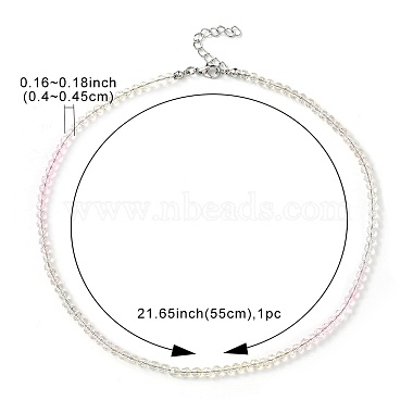Bling Glass Round Beaded Necklace for Women(NJEW-PH01490-01)-5