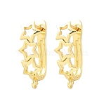 Brass Hoop Earring Findings, Star, with Loop, Long-Lasting Plated, Rack Plating, Lead Free & Cadmium Free, Golden, 24.5x8.5x14mm, Hole: 2mm, Pin: 1mm(KK-CBA5558-03G)