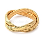 304 Stainless Steel Stretch Bracelets, Criss Cross  Bracelets for Women, Ion Plating(IP), Golden, Inner Diameter: 2-3/8 inch(6cm), 12mm(BJEW-A031-01H-G)
