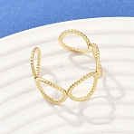 304 Stainless Steel Cuff Rings, Ion Plating(IP), Real 18K Gold Plated, 11mm(RJEW-D332-08G)
