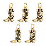 5Pcs Brass Enamel Pendants, Cowboy Boots Charm, with Jump Ring, Black, 14.5x10x3mm, Hole: 3mm(KK-HS0015-73)