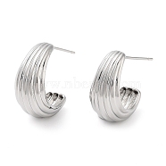 Brass Studs Earrings, Long-Lasting Plated, Lead Free & Cadmium Free, Moon, Platinum, 20x9.5mm(EJEW-K276-02P)